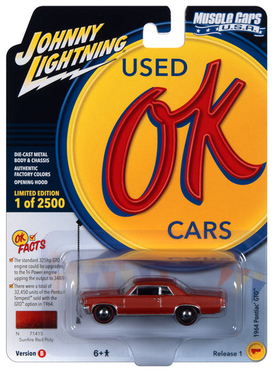 Johnny Lightning Muscle Cars 1964 Pontiac GTO (Sunfire Red Poly) 1:64 Scale Diecast