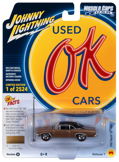 Johnny Lightning Muscle Cars 1967 Buick GS 400 (Gold Mist Poly w/Flat Black Roof) 1:64 Scale Diecast