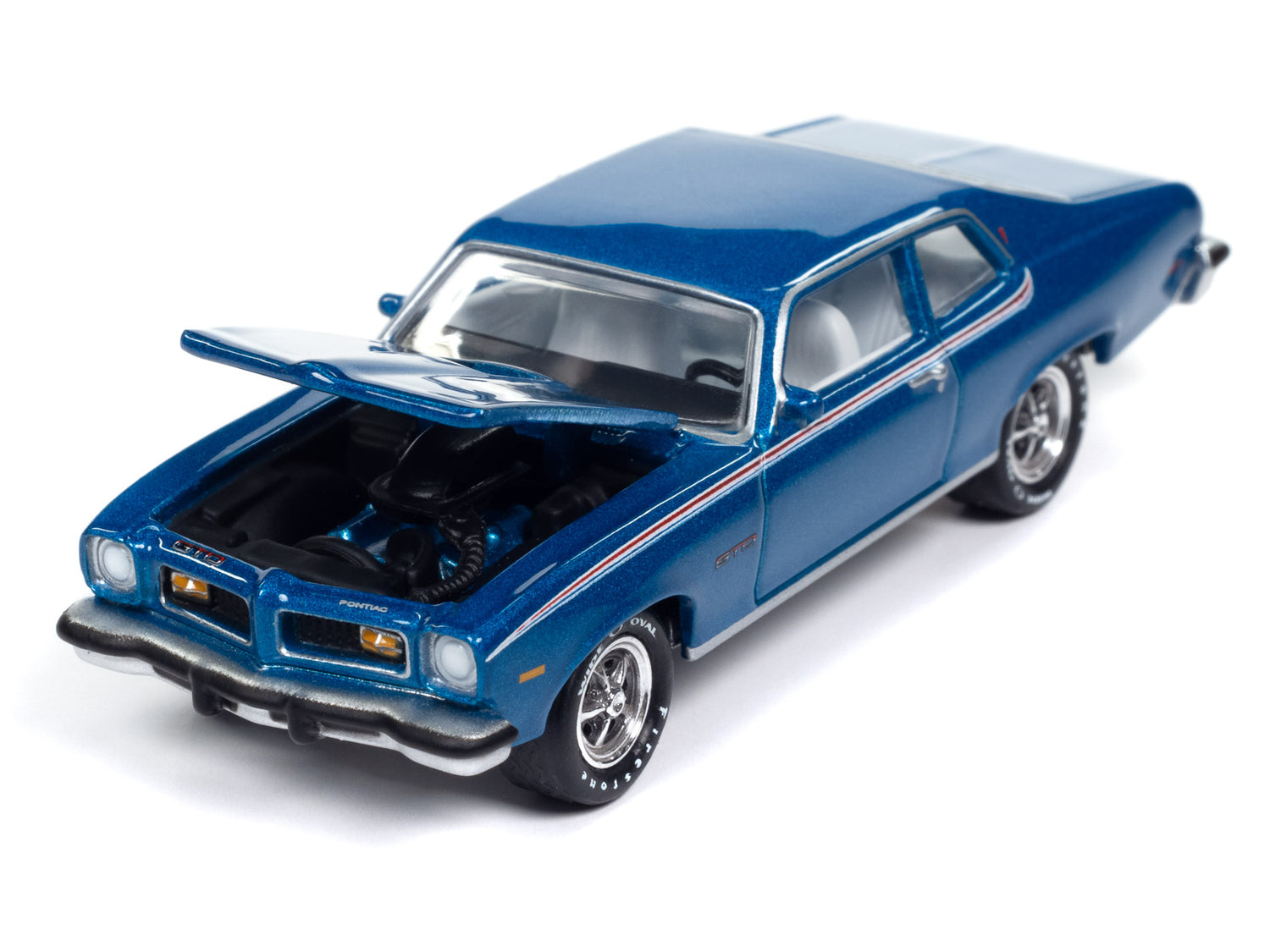 "PRE-ORDER" Johnny Lightning Muscle Cars 1974 Pontiac GTO (Regatta Blue Poly w/RWB Stripes) 1:64 Scale Diecast (DUE NOVEMBER 2025)