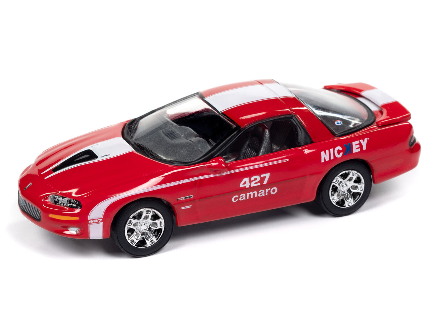 "PRE-ORDER" Johnny Lightning Muscle Cars Nickey 2002 Chevy Camaro ZL1 (Red w/White Stripes & Nicky Logos) 1:64 Scale Diecast (DUE NOVEMBER 2025)