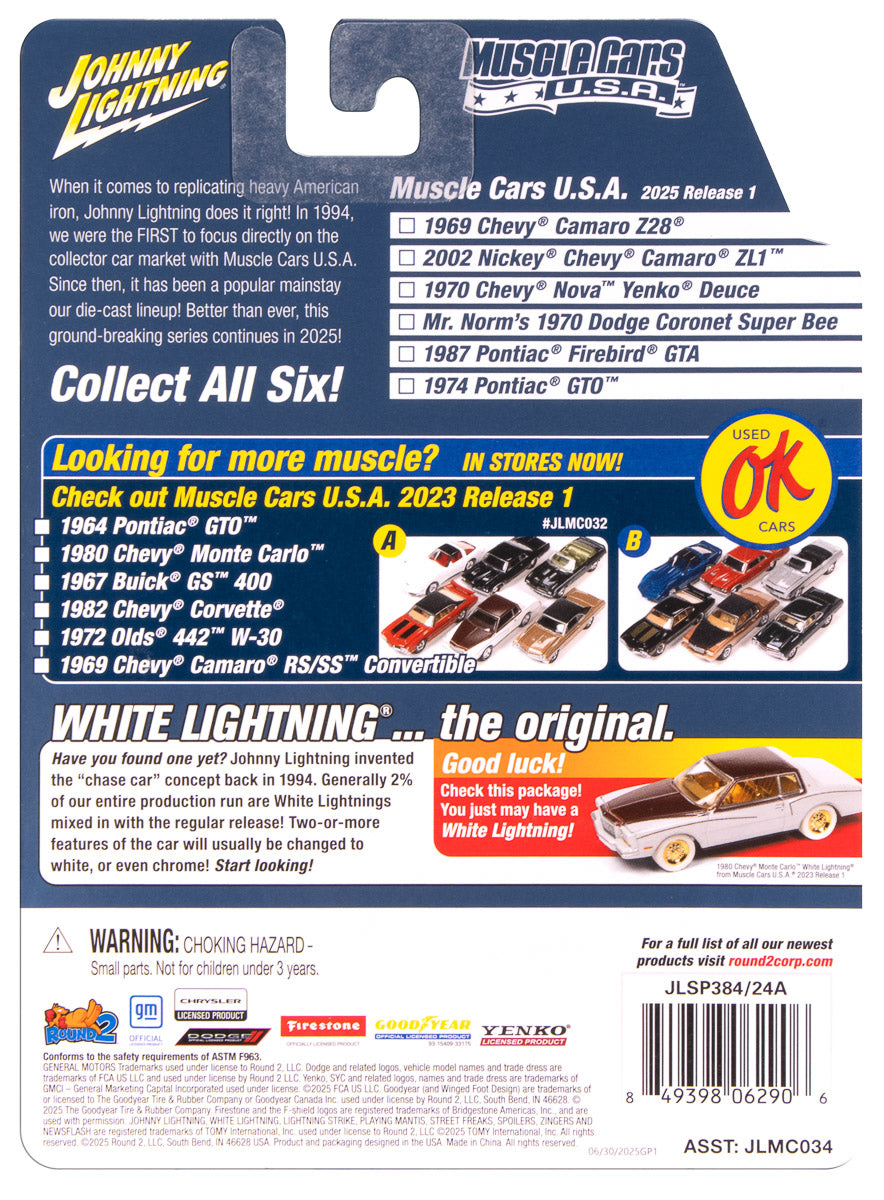 Johnny Lightning Muscle Cars Nickey 2002 Chevy Camaro ZL1 (Red w/White Stripes & Nicky Logos) 1:64 Scale Diecast