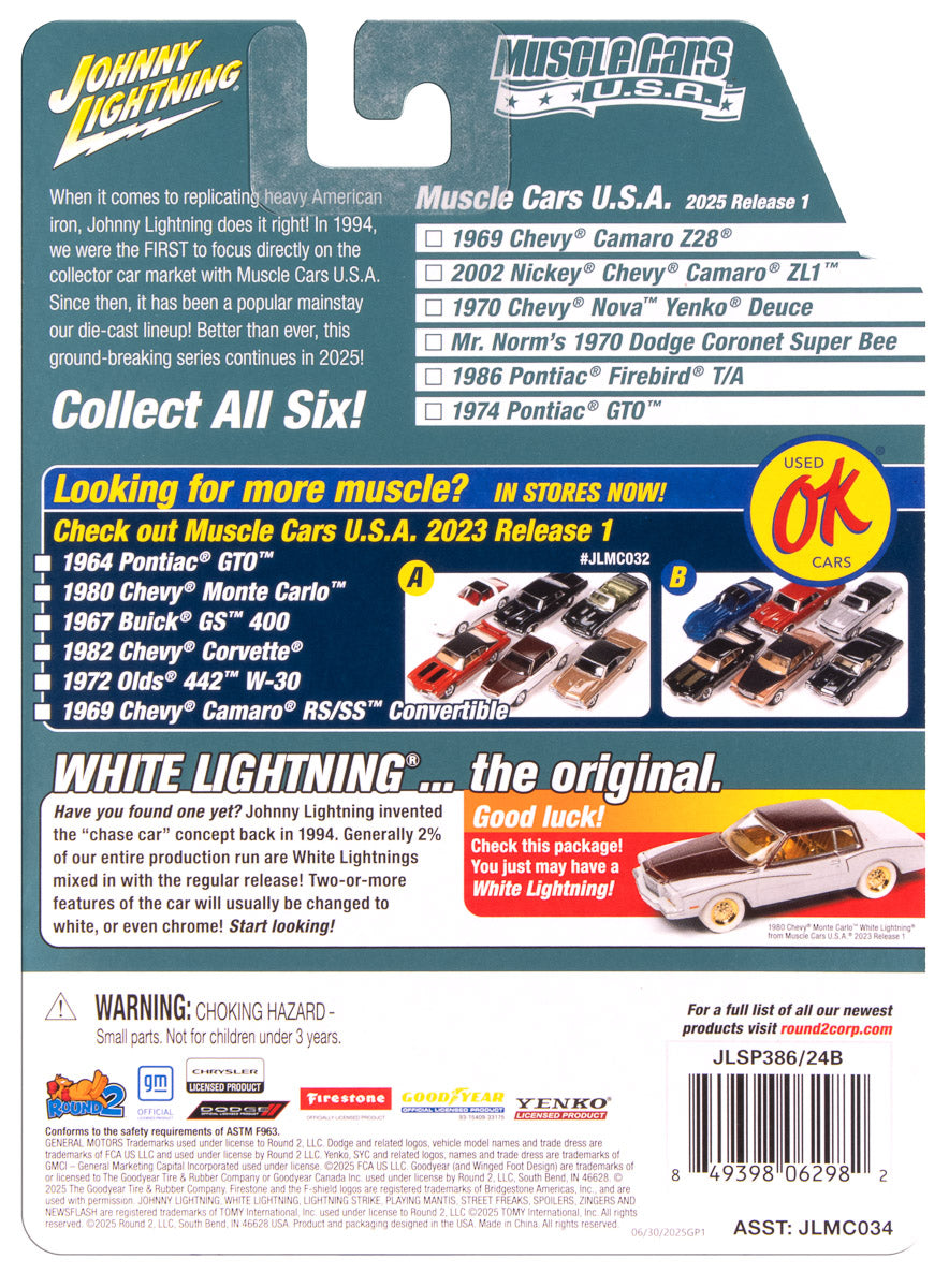 Johnny Lightning Muscle Cars Nickey 2002 Chevy Camaro ZL1 (Metallic Blue with White Stripes) 1:64 Scale Diecast