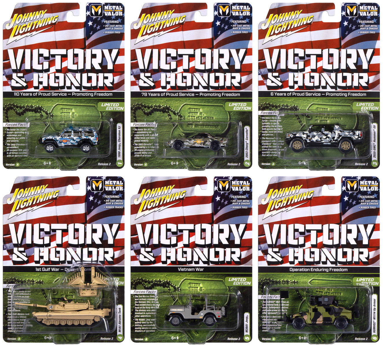 "PRE-ORDER" Johnny Lightning Military 2025 Release 2 Set A (6-Piece Sealed Case) Diecast (DUE LATE JULY 2026)