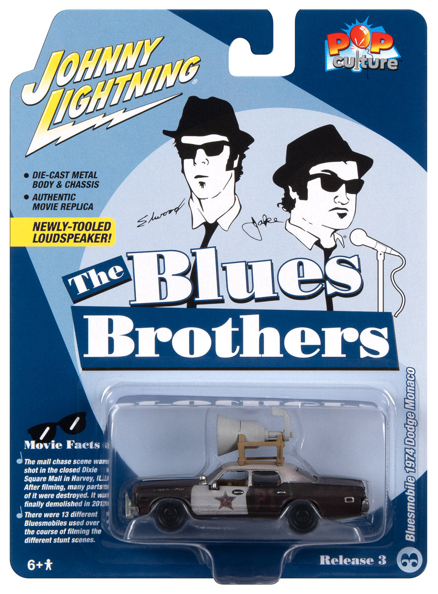 Johnny Lightning Blues Brothers w/Roof Speaker 1974 Dodge Monaco 1:64 Scale Diecast