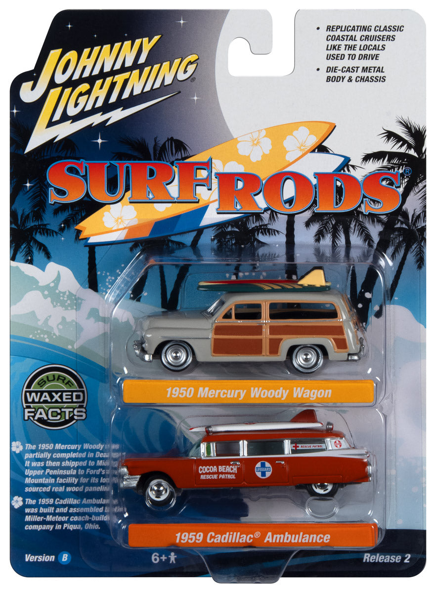 Johnny Lightning 2023 Release 2 Surf Rods Version B (2-Pack) 1:64 Scale Diecast