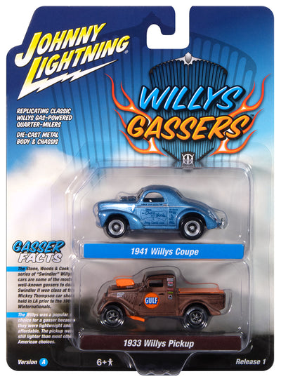 Johnny Lightning 2024 Release 1 Willys Gassers A (2-Pack) 1:64 Scale Diecast