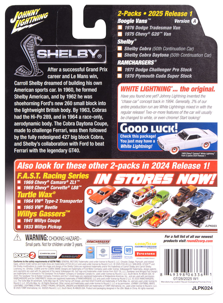 "PRE-ORDER" Johnny Lightning 2025 Release 1 Shelby A (2-Pack) 1:64 Scale Diecast (DUE LATE JULY 2026)
