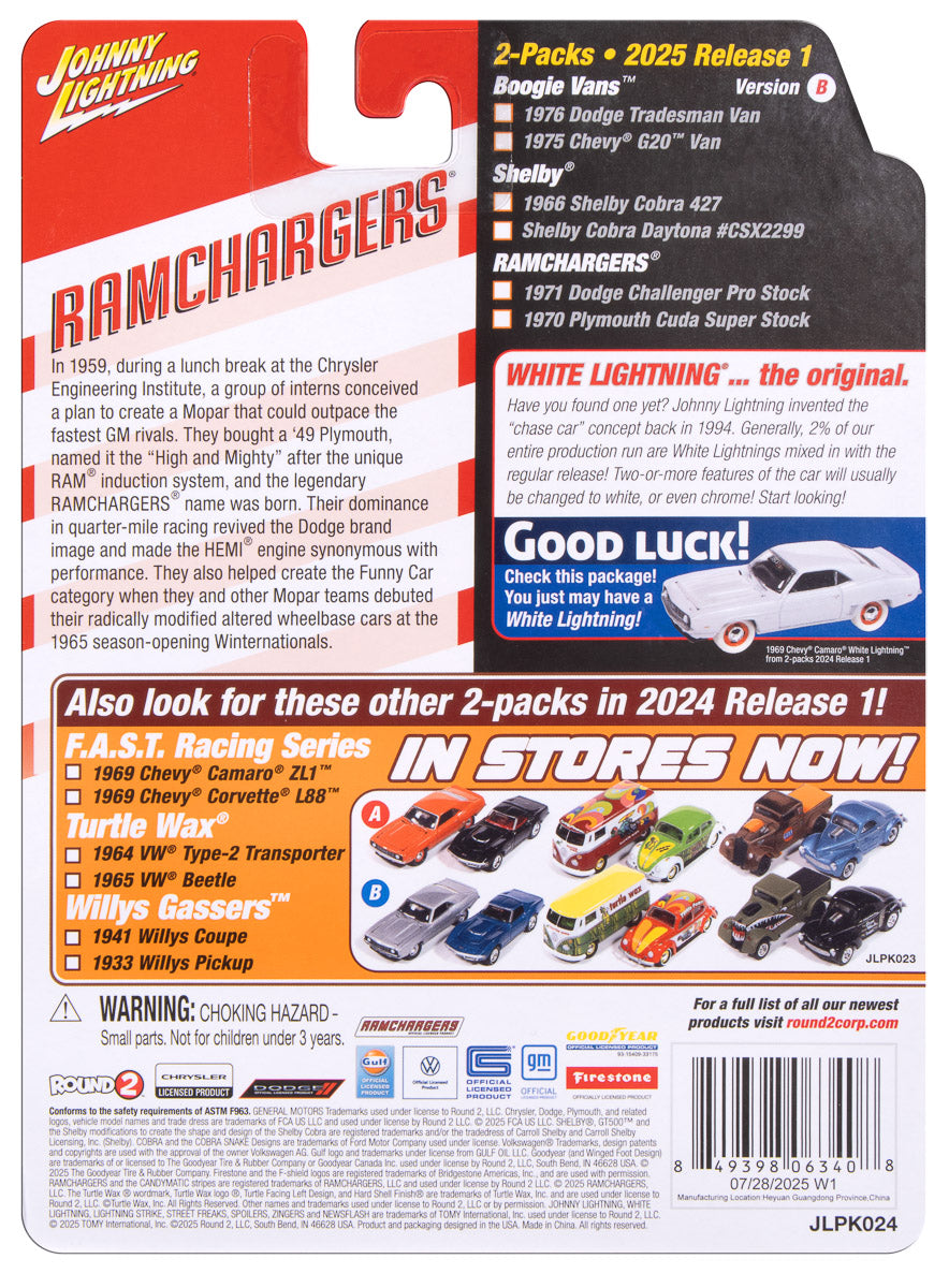 "PRE-ORDER" Johnny Lightning 2025 Release 1 Ramchargers B (2-Pack) 1:64 Scale Diecast (DUE LATE JULY 2026)
