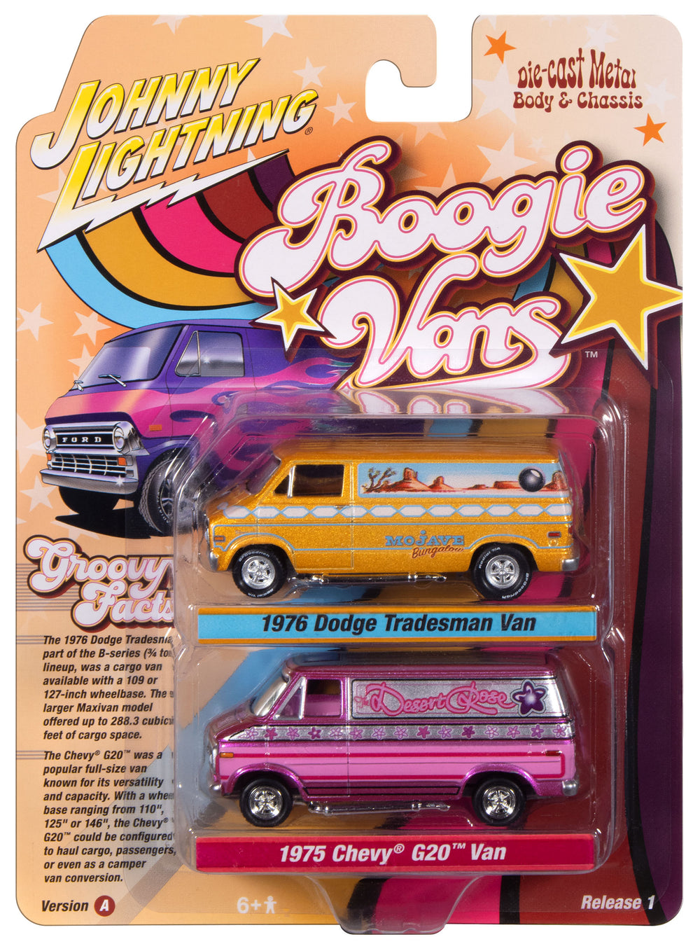 "PRE-ORDER" Johnny Lightning 2025 Release 1 Boogie Vans A (2-Pack) 1:64 Scale Diecast (DUE LATE JULY 2026)