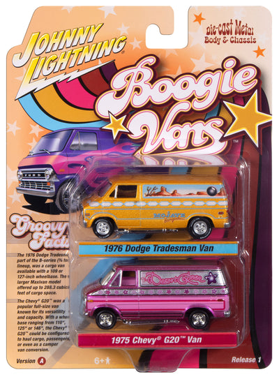 "PRE-ORDER" Johnny Lightning 2025 Release 1 Boogie Vans A (2-Pack) 1:64 Scale Diecast (DUE LATE JULY 2026)