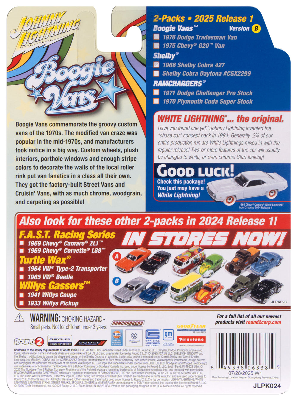 "PRE-ORDER" Johnny Lightning 2025 Release 1 Boogie Vans B (2-Pack) 1:64 Scale Diecast (DUE LATE JULY 2026)