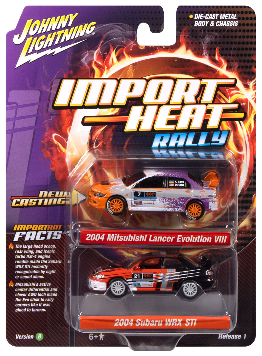 "PRE-ORDER" Johnny Lightning 2026 Release 1 Import Heat Rally B (2-Pack) 1:64 Scale Diecast (DUE OCTOBER 2026)
