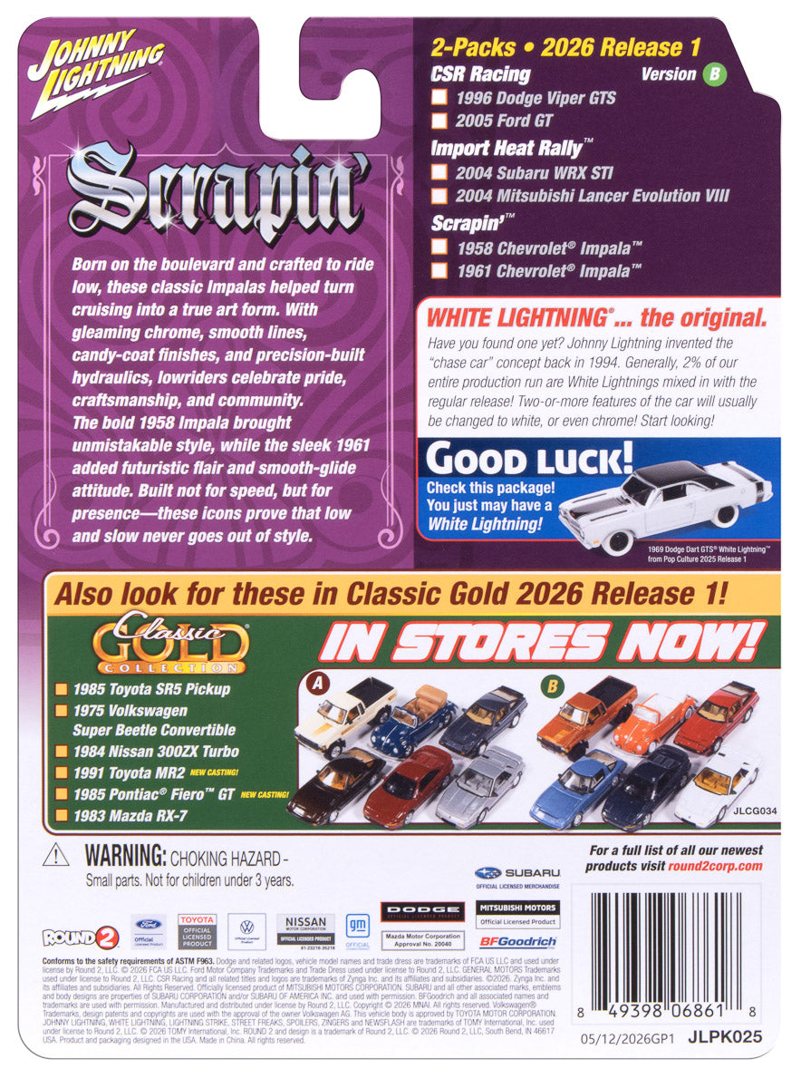 "PRE-ORDER" Johnny Lightning 2026 Release 1 Scrapin' B (2-Pack) 1:64 Scale Diecast (DUE OCTOBER 2026)