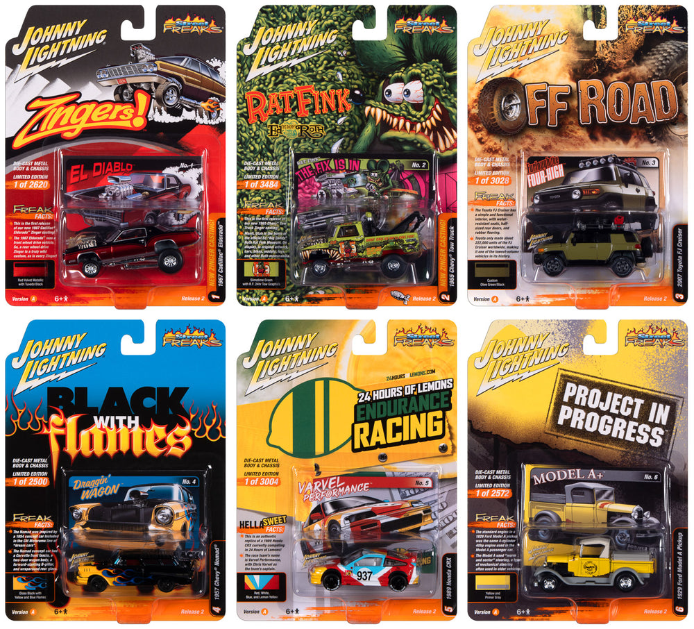 Johnny Lightning Street Freaks 2023 Release 2 Set A (6-Car Sealed Case) 1:64 Scale Diecast