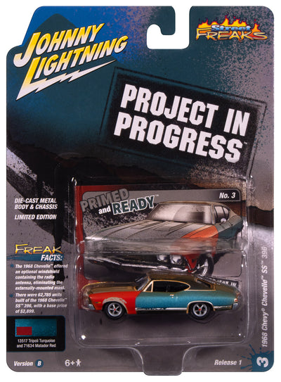 "PRE-ORDER" Johnny Lightning Street Freaks 1968 Chevy Chevelle (Project in Progress) (Tripoli Turquoise) 1:64 Scale Diecast (DUE LATE OCTOBER 2025)