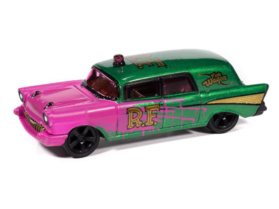 "PRE-ORDER" Johnny Lightning Street Freaks 1957 Chevy Ambulance Rat Fink (Green Metallic & Hot Pink w/ Gold RF Graphics) 1:64 Scale Diecast (DUE OCTOBER 2025)