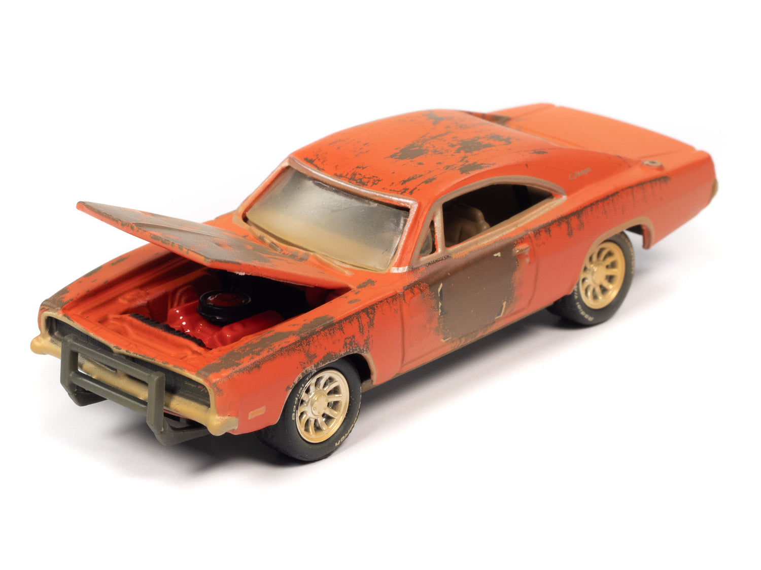 Johnny Lightning 1969 Dodge Charger (Weathered Orange w/Faded Graphics) 1:64 Scale Diecast
