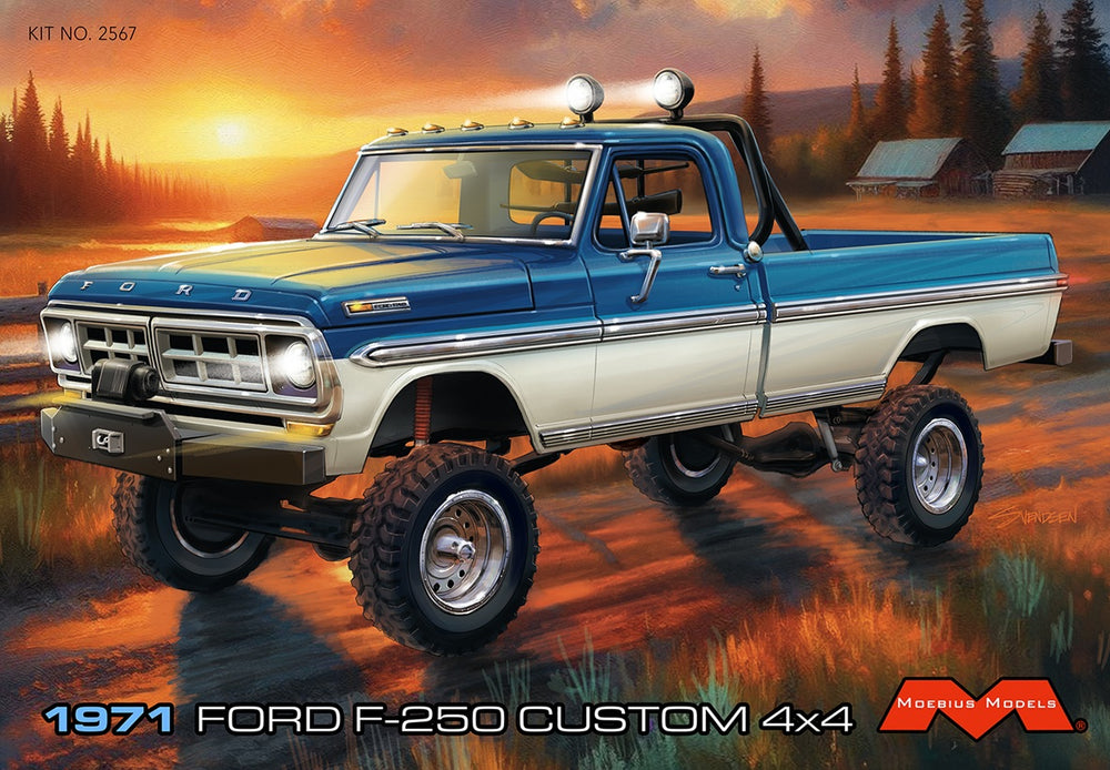 Moebius 1971 Ford F250 Custom Lifted 4x4 Pick-Up 1/25th Scale Model Kit