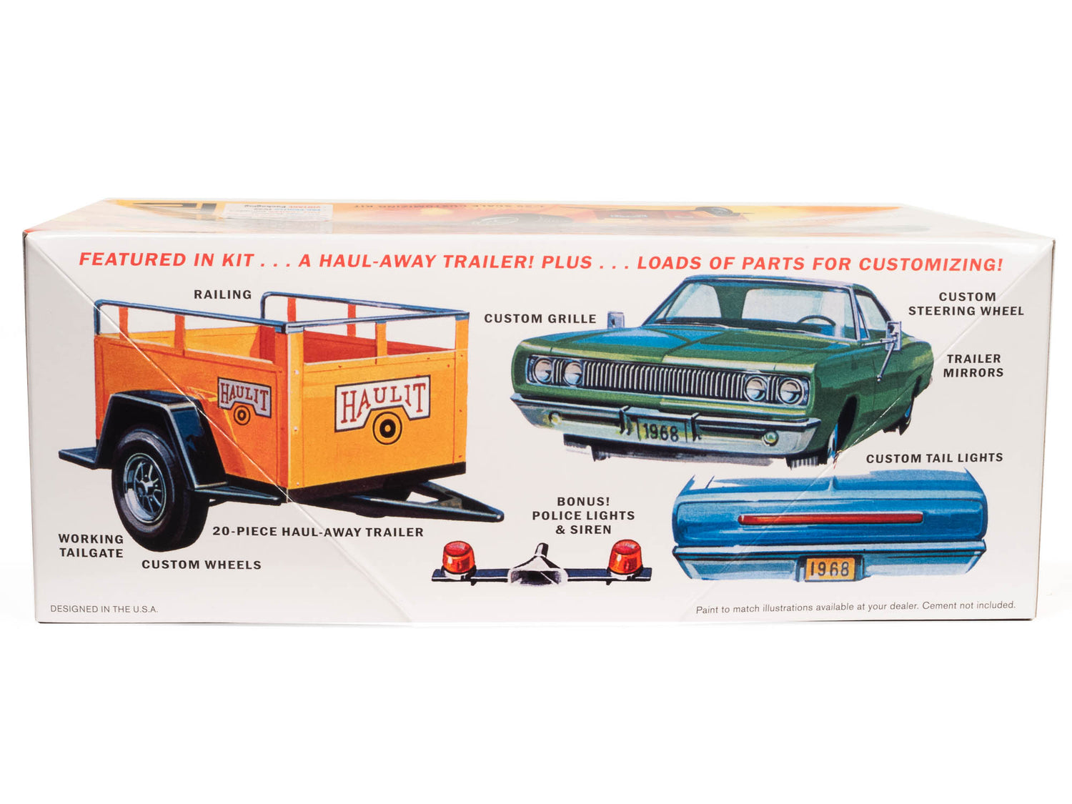 MPC 1968 Dodge Coronet Hardtop w/Trailer 1:25 Scale Model Kit