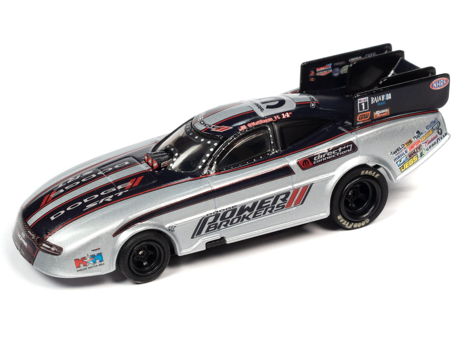 Auto World 4Gear NHRA Matt Hagan - Power Brokers 2022 Dodge Charger Funny Car HO Scale Slot Car