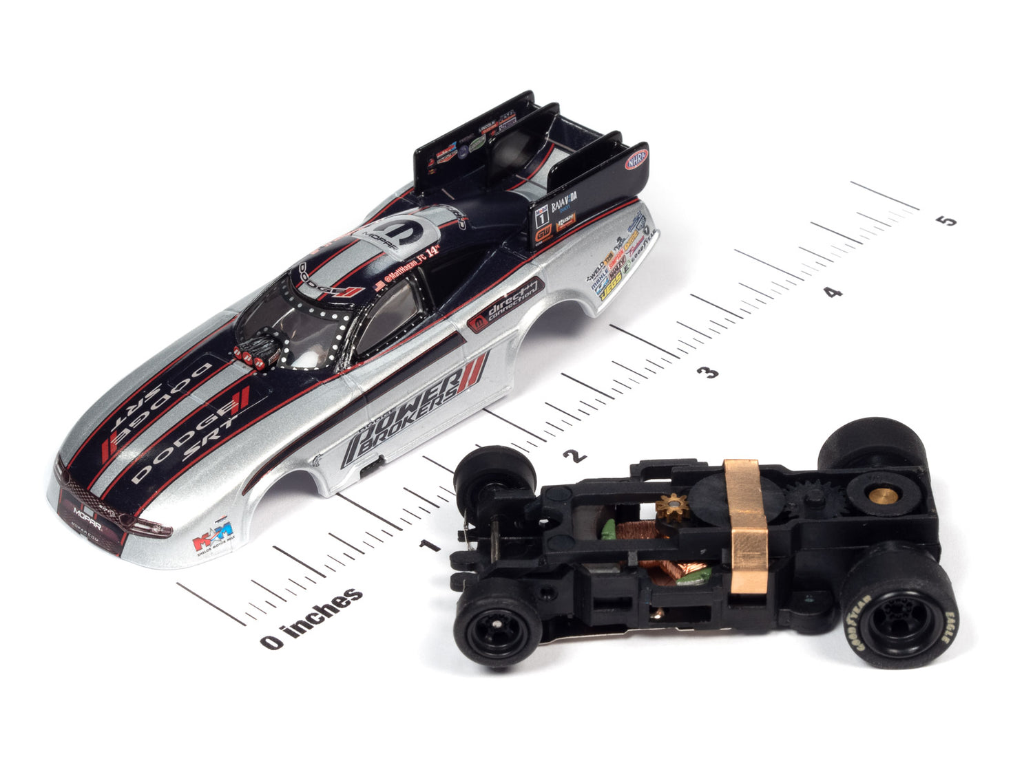 Auto World 4Gear NHRA Matt Hagan - Power Brokers 2022 Dodge Charger Funny Car HO Scale Slot Car