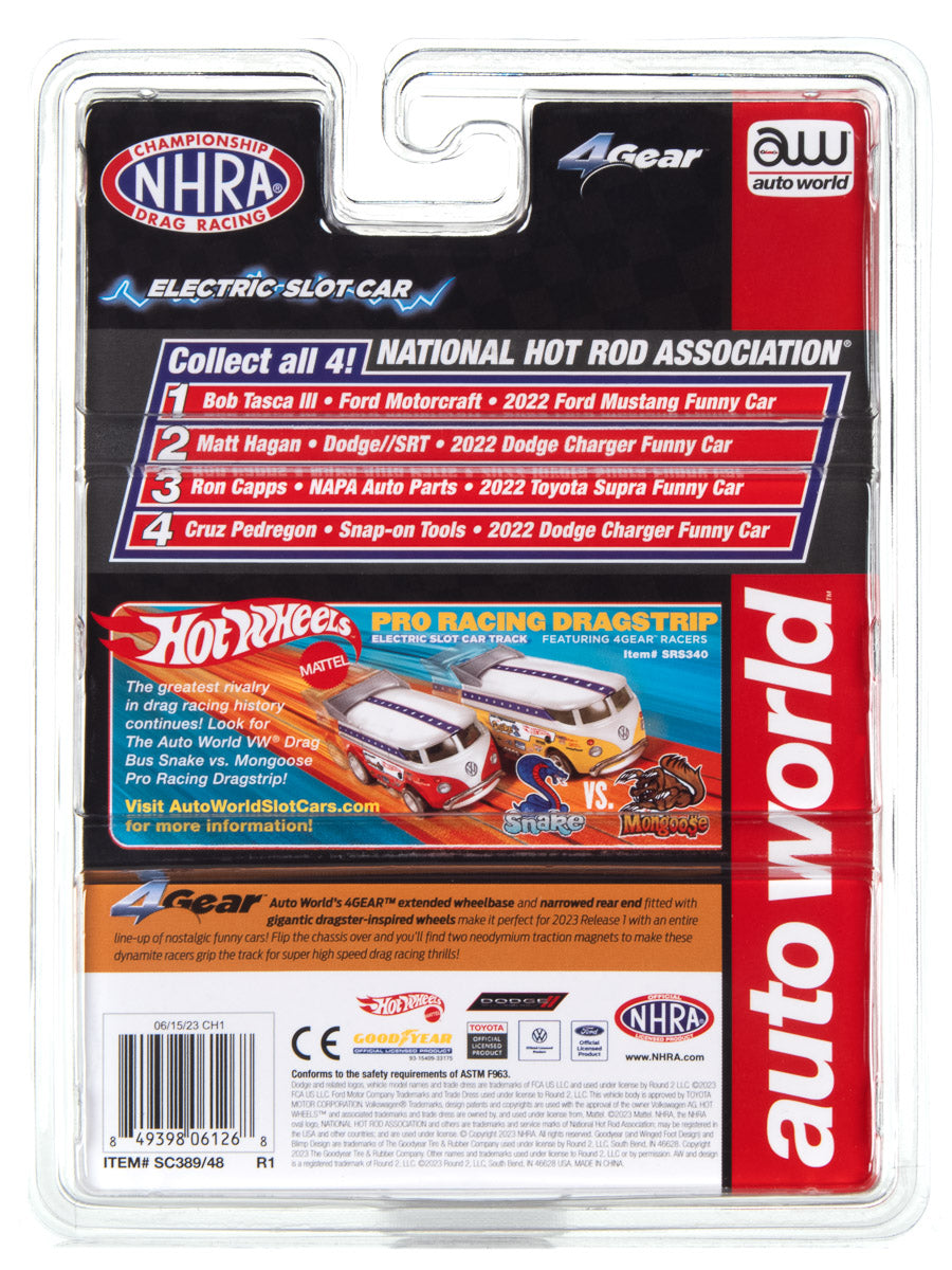 Auto World 4Gear NHRA Matt Hagan - Power Brokers 2022 Dodge Charger Funny Car HO Scale Slot Car
