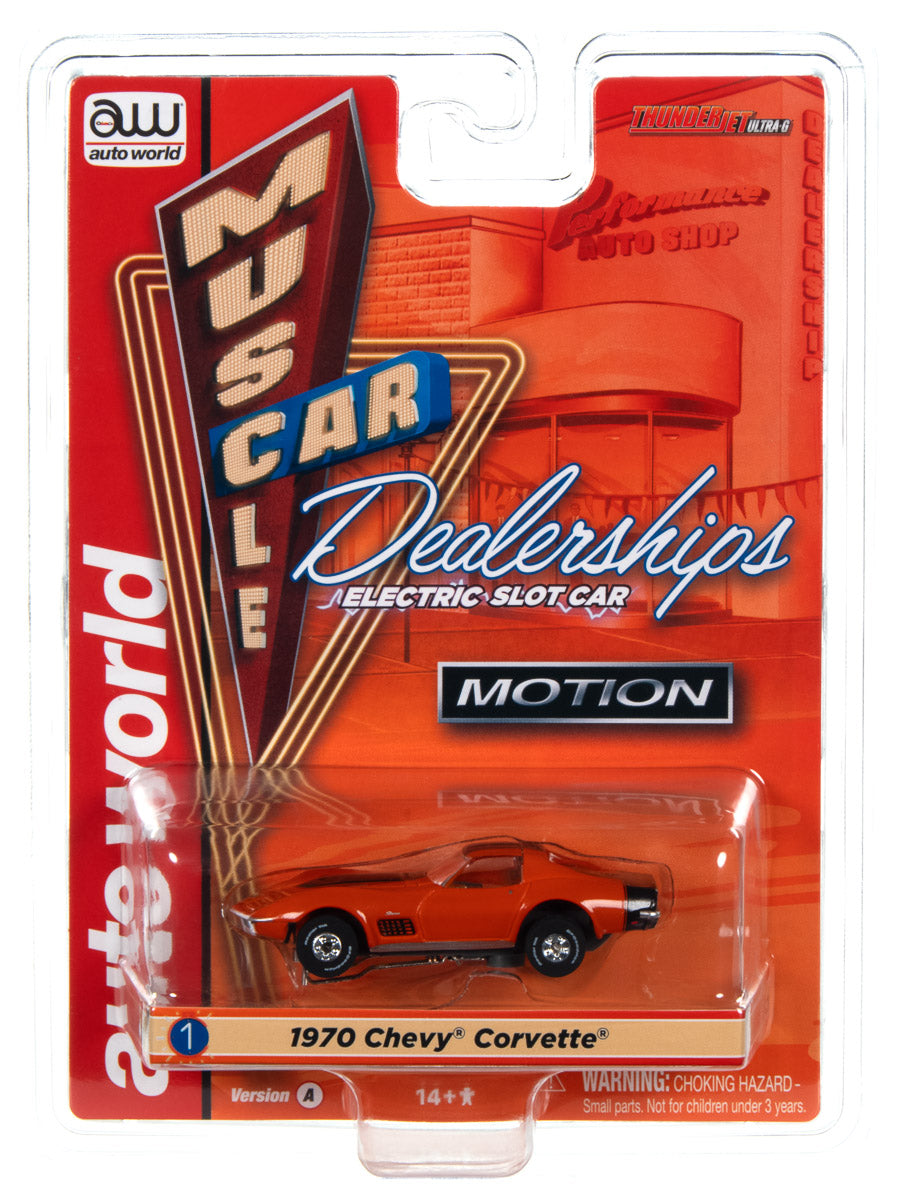 Auto World Thunderjet Baldwin Motion - 1970 Chevrolet Corvette (Orange) HO Slot Car