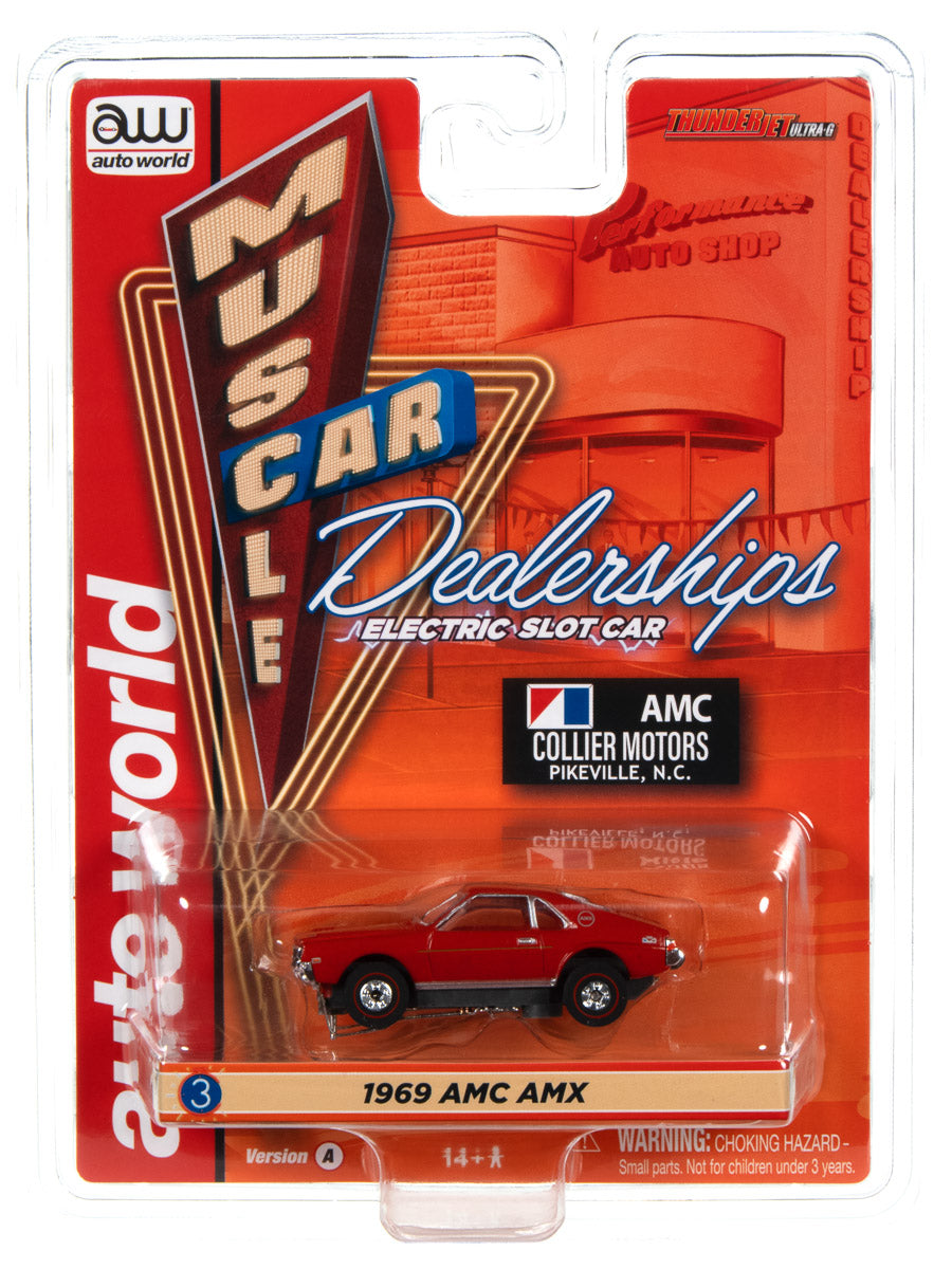 Auto World Thunderjet Collier Motors - 1969 AMC AMX (Red) HO Slot Car