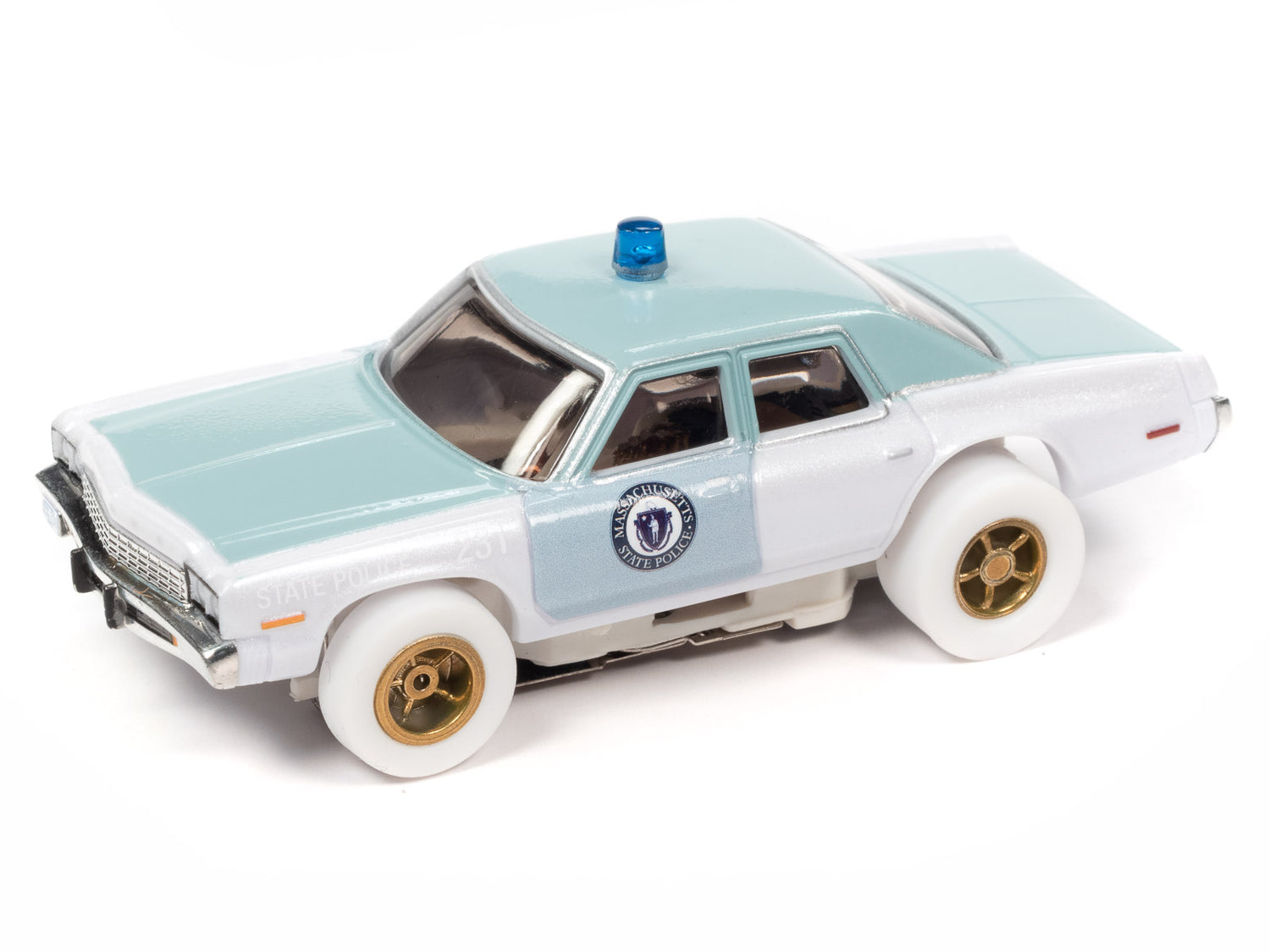 Auto World Xtraction 1974 Dodge Monaco Massachusetts State Police (iWheels) HO Scale Slot Car