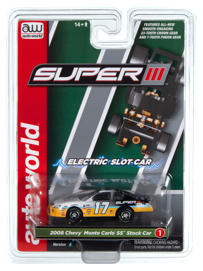 Auto World Super III 2008 Chevrolet MCSS Stock Car (Black/Yellow) HO Scale Slot Car