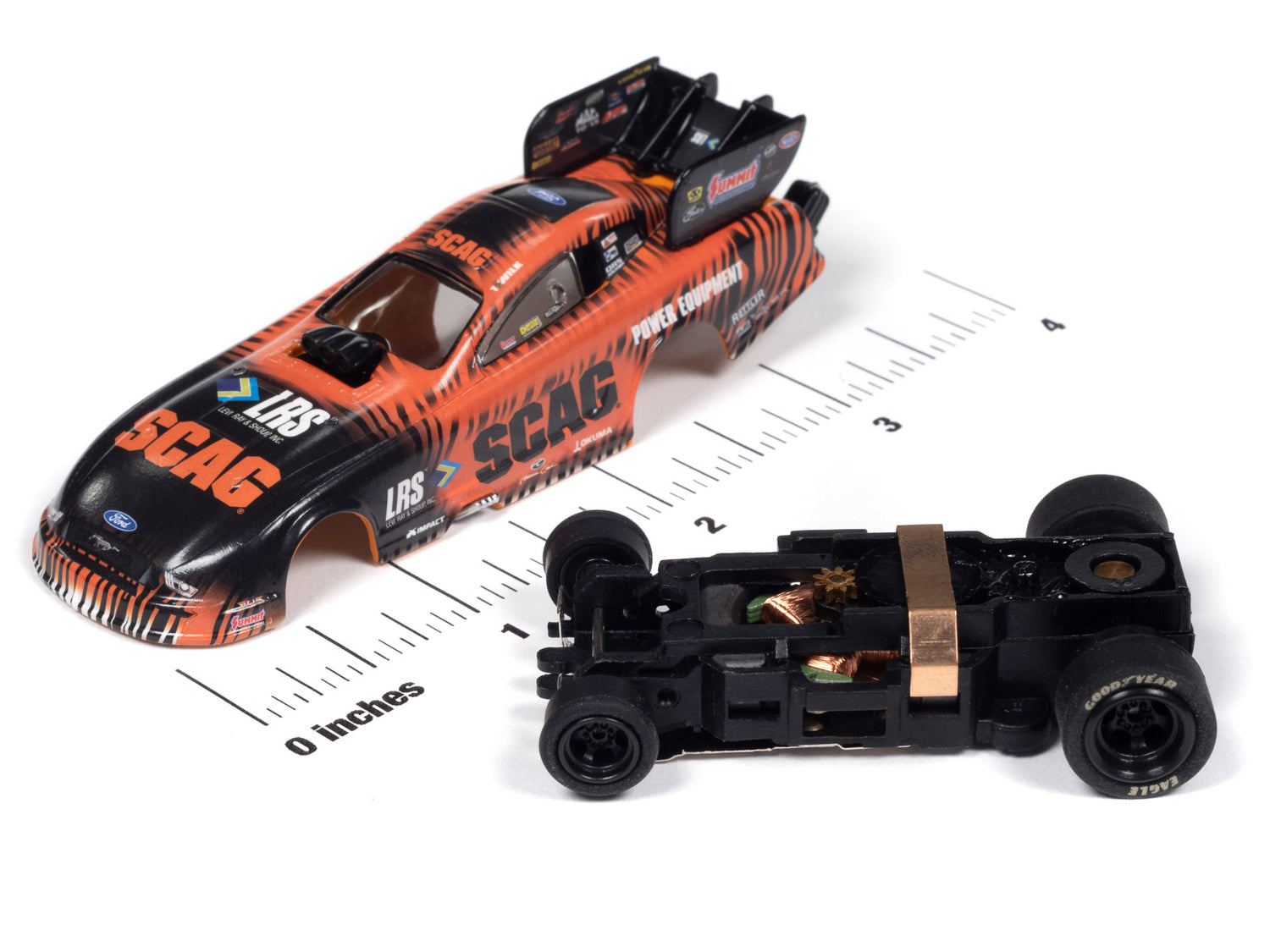 "PRE-ORDER" Auto World 4Gear Tim Wilkerson SCAG Power Equipment 2023 Ford Mustang Funny Car HO Scale Slot Car (DUE JUNE 2024)