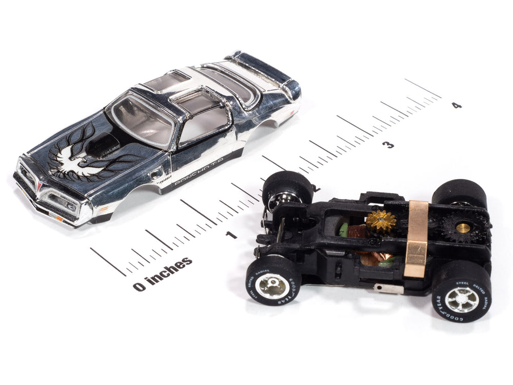 "PRE-ORDER" Auto World Xtraction 1978 Pontiac Firebird T/A (Chrome, Black & White) HO Scale Slot Car (DUE MAY 2025)
