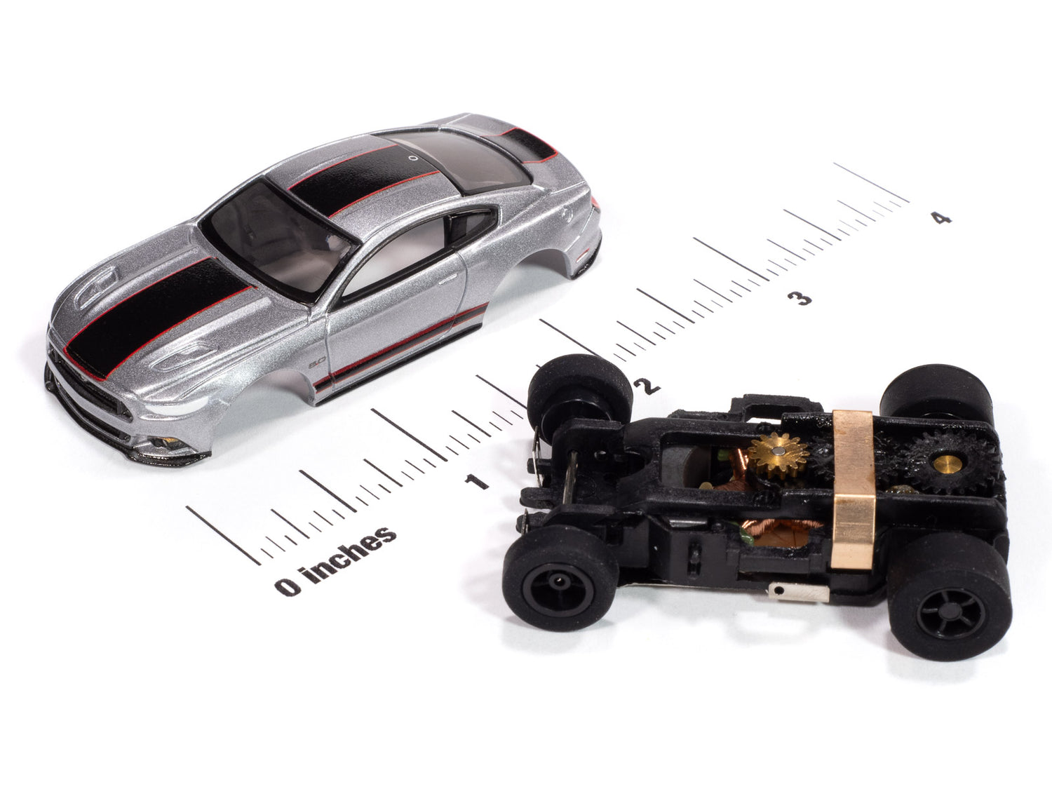 "PRE-ORDER" Auto World Xtraction 2015 Ford Mustang GT (Silver & Black) HO Scale Slot Car (DUE MAY 2025)