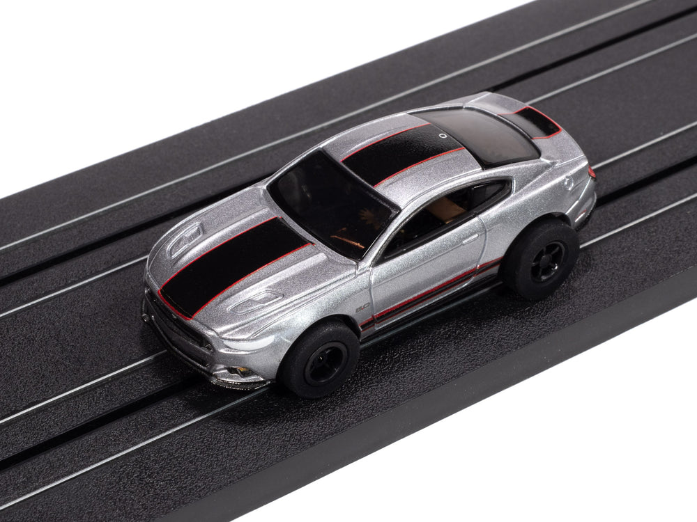 "PRE-ORDER" Auto World Xtraction 2015 Ford Mustang GT (Silver & Black) HO Scale Slot Car (DUE MAY 2025)