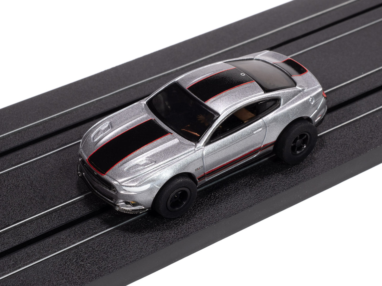 "PRE-ORDER" Auto World Xtraction 2015 Ford Mustang GT (Silver & Black) HO Scale Slot Car (DUE MAY 2025)