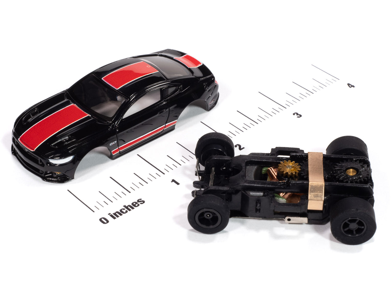 "PRE-ORDER" Auto World Xtraction 2015 Ford Mustang GT (Black & Red) HO Scale Slot Car (DUE MAY 2025)
