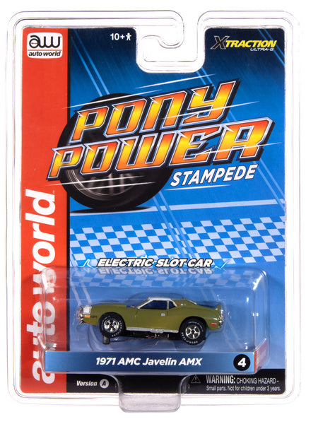 Auto World Xtraction 1971 AMC Javelin (Green & White) HO Scale