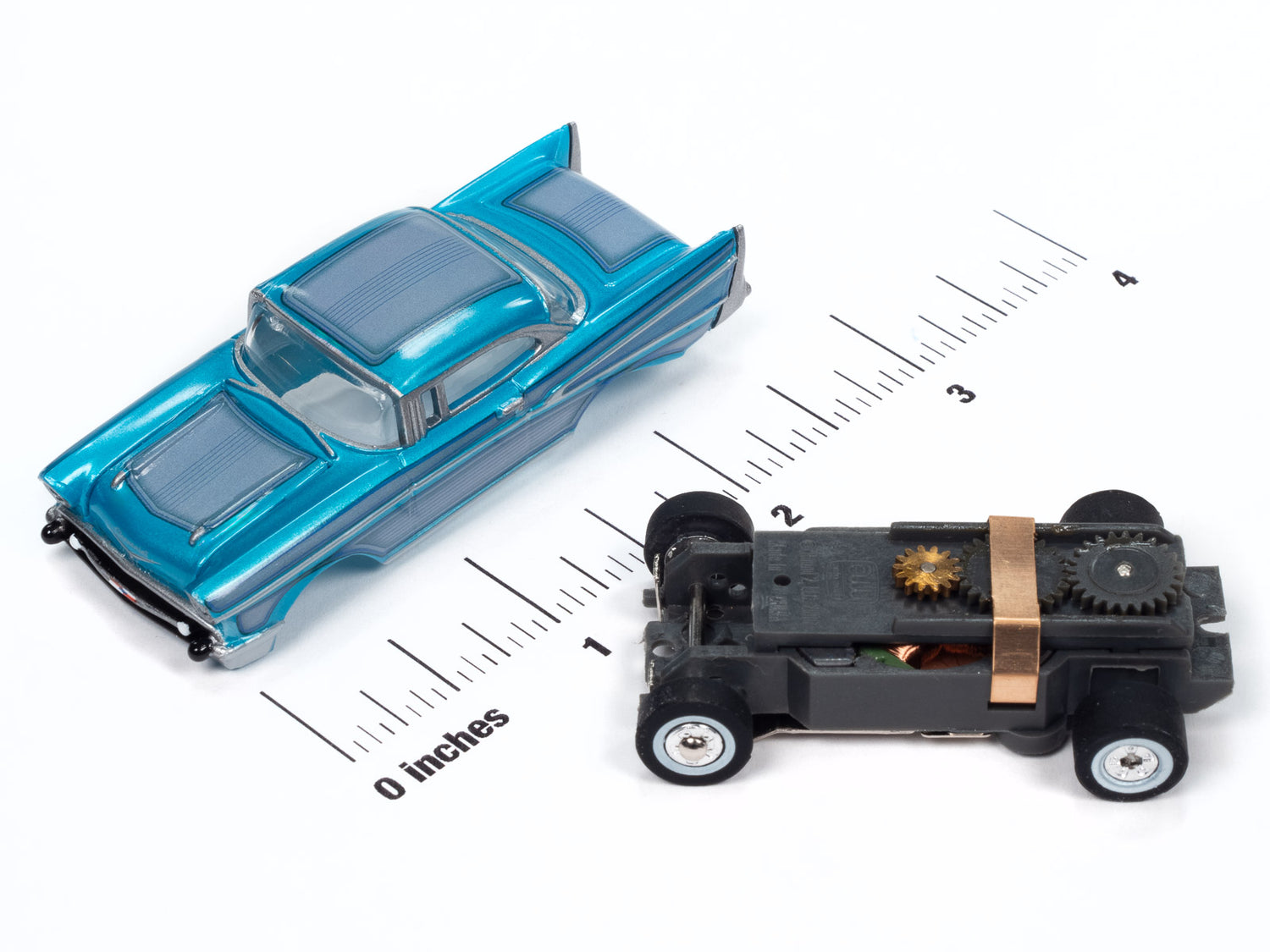 Auto World Thunderjet 1957 Chevrolet Bel Air Lowrider (Aqua) HO Scale Slot Car