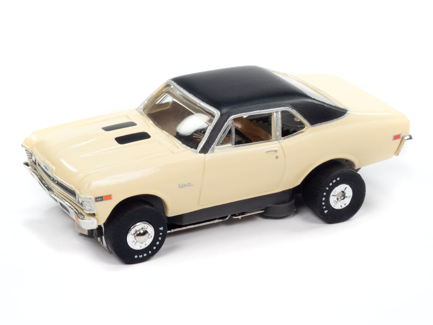 Auto World Thunderjet 1969 Chevy Nova (Cream) HO Scale Slot Car