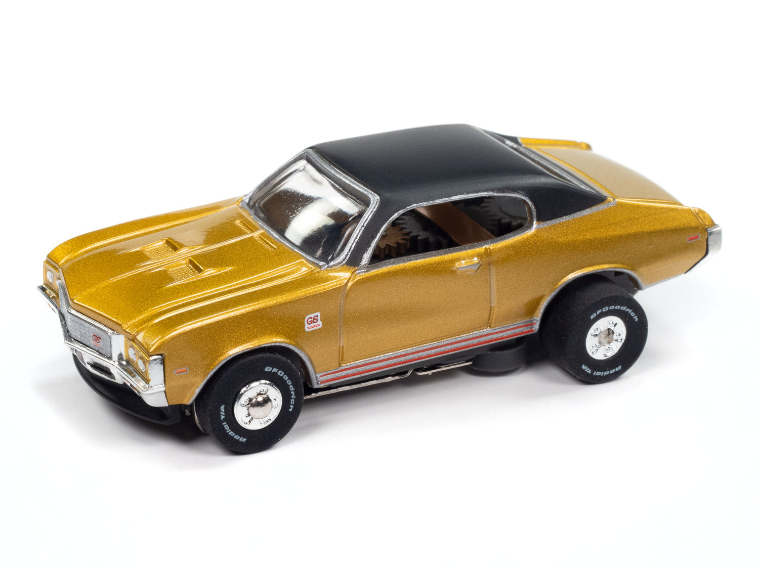 Auto World Thunderjet 1972 Buick GS (Gold) HO Scale Slot Car