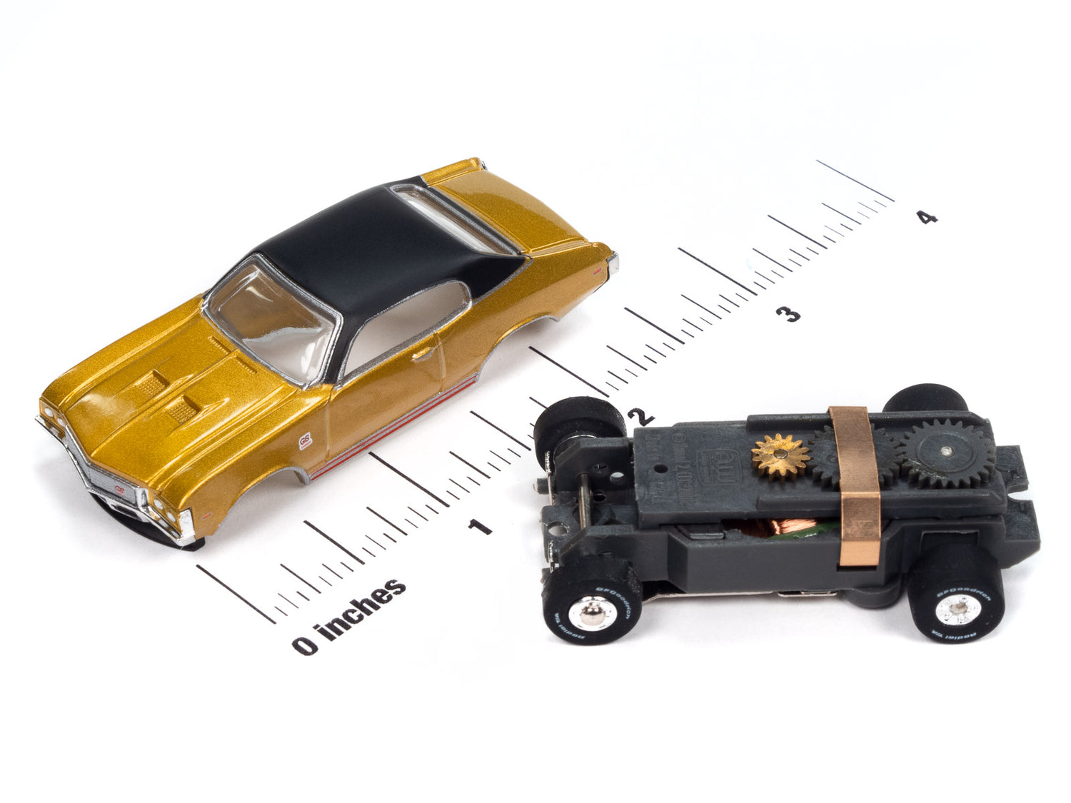 Auto World Thunderjet 1972 Buick GS (Gold) HO Scale Slot Car