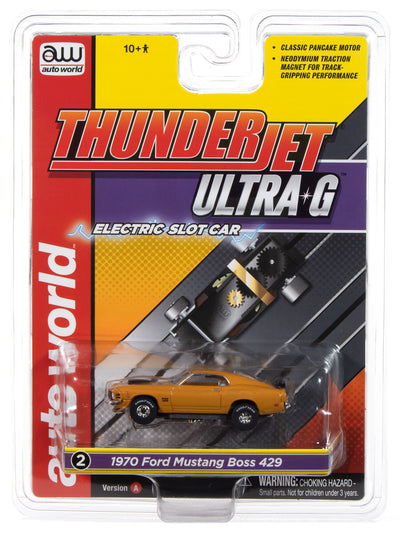 Auto World Thunderjet 1970 Ford Mustang Boss 429 (Orange) HO Scale Slot Car