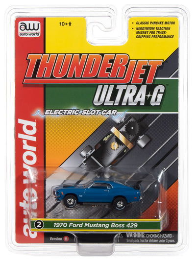 Auto World Thunderjet 1970 Ford Mustang Boss 429 (Blue) HO Scale Slot Car