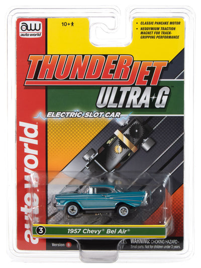 Auto World Thunderjet 1957 Chevrolet Bel Air Lowrider (Aqua) HO Scale Slot Car