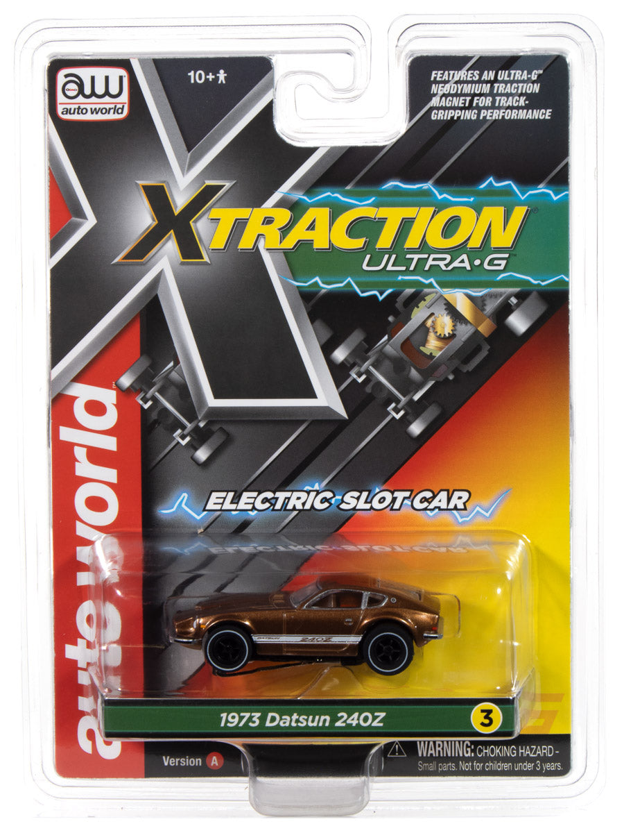 Auto World Xtraction 1973 Datsun 240z (Brown) HO Scale Slot Car