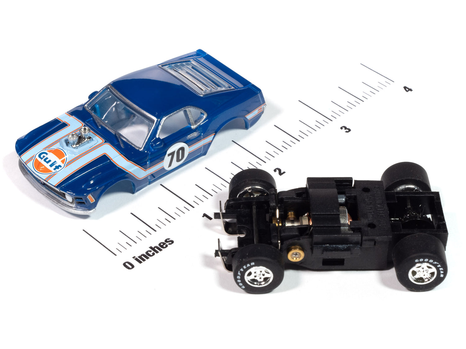 Auto World Super III 1970 Ford Mustang (Gulf Blue) HO Scale Slot Car