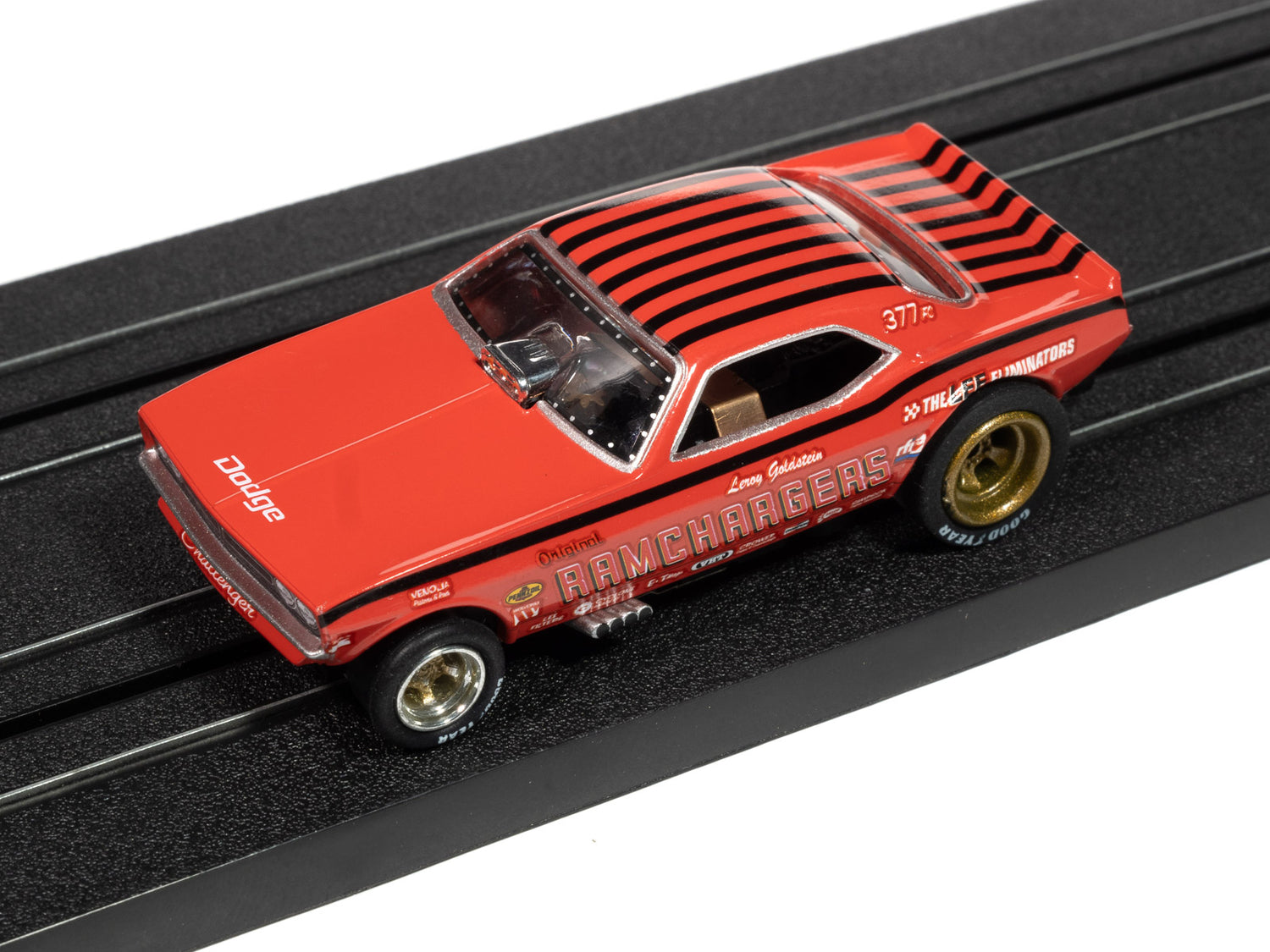 Auto World 4Gear 1970 Dodge Challenger Ramcharger (Red) HO Scale Slot Car