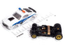 Auto World 4Gear 1970 Ford Mustang Highway Patrol Car (White w/ Blue Stripes) HO Scale Slot Car