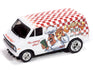 Auto World 4Gear 1973 Dodge Delivery Van (White Body w/ Red Checkers) HO Scale Slot Car