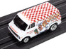 Auto World 4Gear 1973 Dodge Delivery Van (White Body w/ Red Checkers) HO Scale Slot Car
